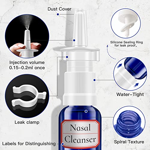 FZENeast 30ml Refillable Glass Nasal Spray Bottles, 6-Pack Fine Mist Sprayers
