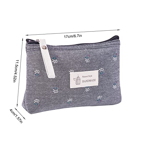 Qikuver Canvas Makeup Pouch - 2 Pack Small Cosmetic Bags for Purse
