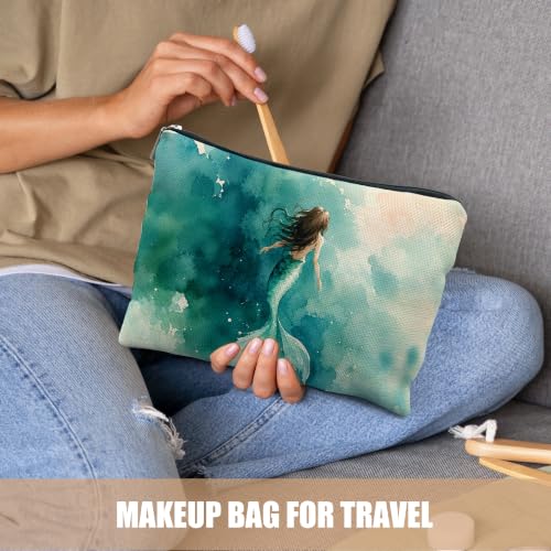 Ocean Beach Teal Mermaid Cosmetic Makeup Bag for Women - Portable & Stylish