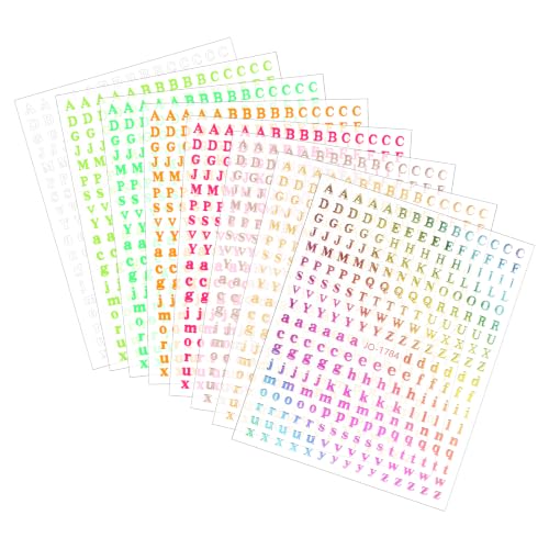Colorful Tiny Letter Stickers 3mm for Scrapbooking & Nail Art, 8 Sheets