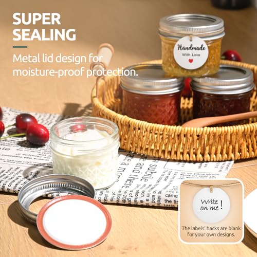 Tecohouse 4 oz Mini Mason Jars - Airtight Glass Containers, 2 Pack