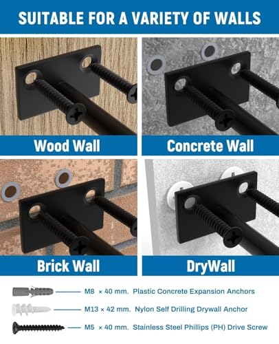 LEOPO 8-Pack 6-Inch Floating Shelf Brackets - Hidden Support for Wood