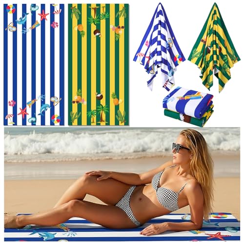 Oversized Beach Towels Set - Quick Dry Microfiber for Travel