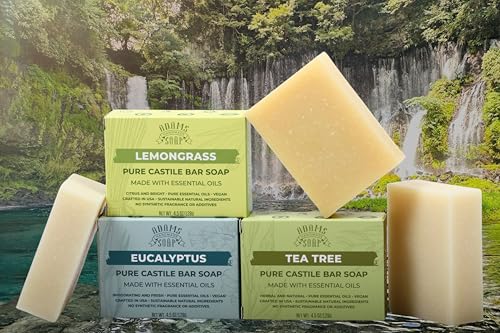 Adams Handmade Organic Vegan Cold Process Soap Variety Pack - 6 Bars with Essential Oils