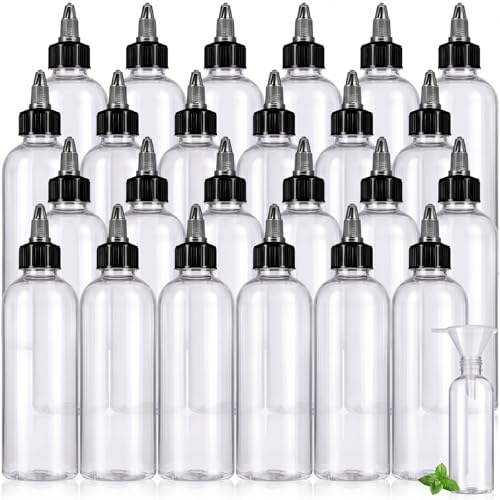 Barydat 24 Pcs 3 oz Clear Squeeze Bottles with Funnels for Hair Oil