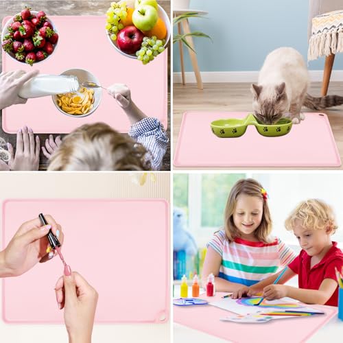 Pink Silicone Toddler Placemat - Non-Slip Food Mat for Dining