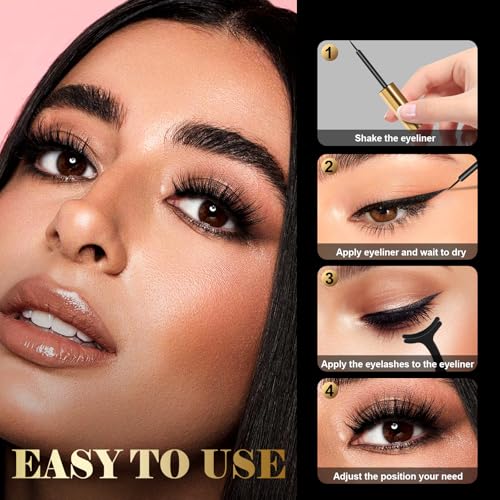 Magnetic Eyelashes Kit - 10 Pairs Reusable 3D Lashes with Eyeliner