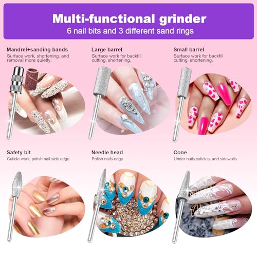LAVAED Electric Nail Drill Kit - Professional Pink Nail File with 156pcs Bits
