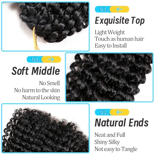 8 Inch Passion Twist Hair - 3 Bundles Kinky Curly Crochet Hair for Black Women (1B#)
