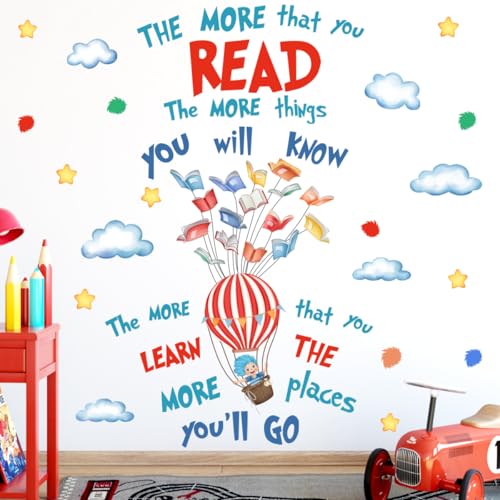 Hot Air Balloon Reading Wall Decal - Inspirational Classroom Decor