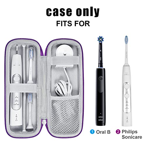 Purple Travel Toothbrush Case for Oral-B & Sonicare - Hard EVA Protective Cover