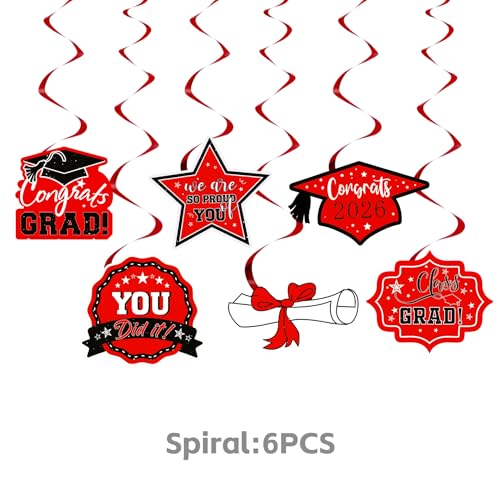Class of 2026 Graduation Party Decorations Set - Red & Black Theme