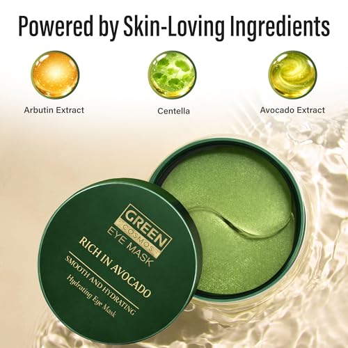 Avocado Collagen Eye Patches – Hydrating Under Eye Masks (30 Pairs) Brightening & Puffiness Reduction