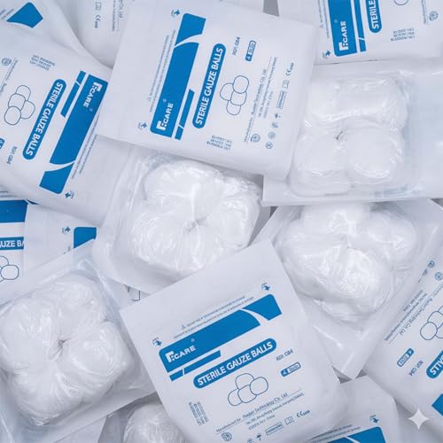 RCARE Sterile Cotton Gauze Balls, 1 Inch, Individually Wrapped, 80 Pack