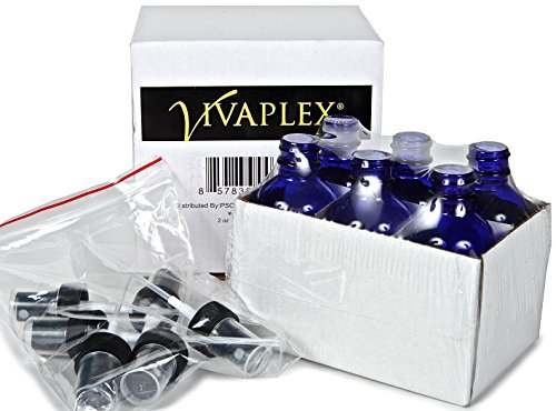 Vivaplex 2 oz Cobalt Blue Glass Bottles with Fine Mist Sprayers - 6 Pack
