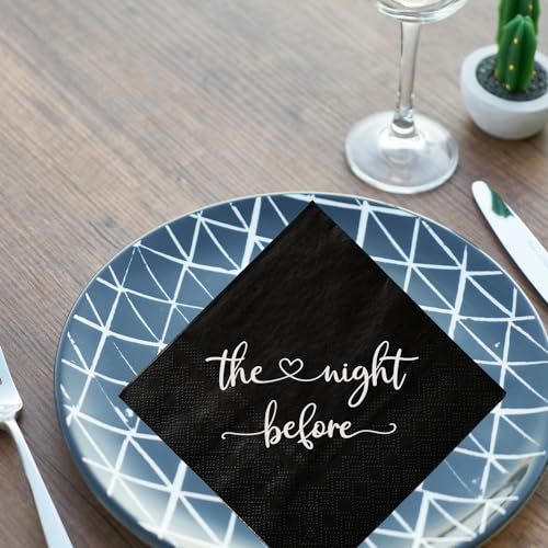 50 Pack Black and Silver Cocktail Napkins - Elegant Disposable Paper for Parties