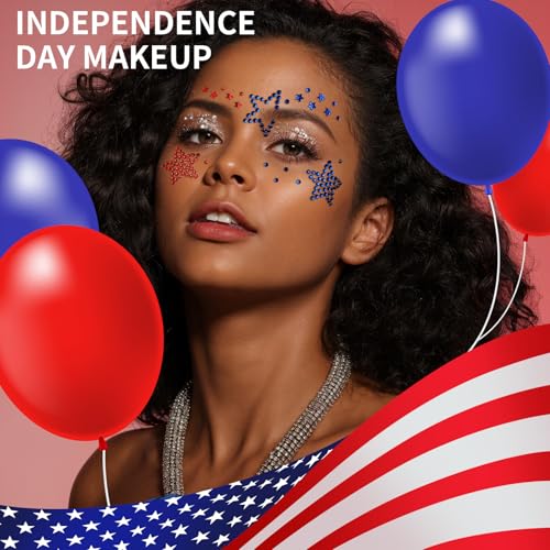 Teenitor 4th of July Star Face Gems - Self-Adhesive Rhinestones