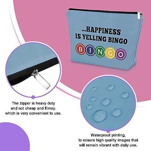 Sazuwu 3PCS Bingo Gift Makeup Bags Set - Lucky Travel Cosmetic Pouches for Women (Blue, Pink, Beige)
