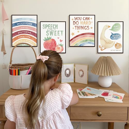 SkyCozy Inspirational Wall Art Prints Set of 4 - 8x10 Boho Decor for Classroom & Office