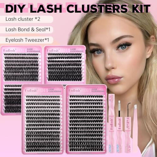 FADLASH Fluffy Lash Clusters Kit 1096Pcs 60D-150D 8-16mm