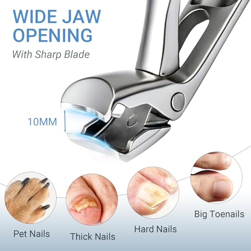 Seektik Toenail Clippers for Seniors, Wide Opening for Thick Nails with Catcher