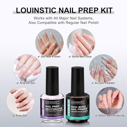 LOUINSTIC Acid-Free Nail Dehydrator & Primer A-001 for Acrylic & Gel Nails