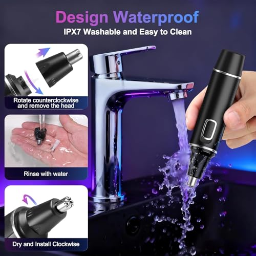 AREYZIN Rechargeable Nose Hair Trimmer for Men - Black 2 in 1