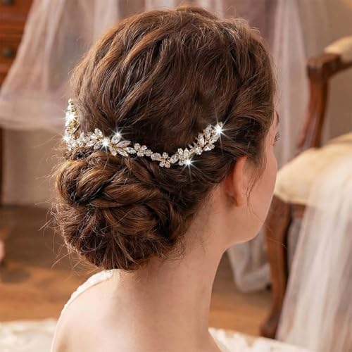 Gold Crystal Hair Combs - Handmade Bridal Headpiece for Weddings