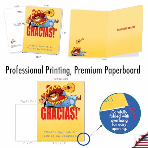 Jumbo Thank You Greeting Card - Funny Gracious Design - 8.5 x 11 Inch