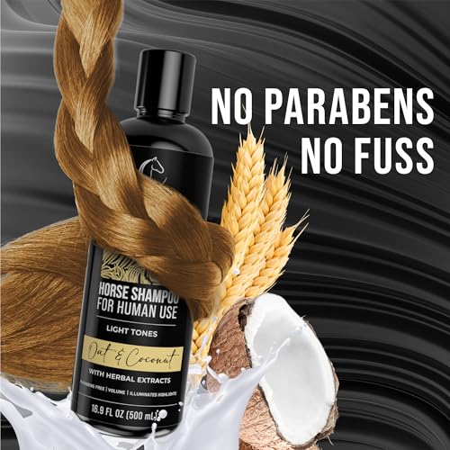 LACRIN Oat & Coconut Horse Shampoo for Human Use, 16.9 Fl Oz – Gentle, Hydrating, Paraben-Free, Sensitive Scalp Formula – Pack of 1