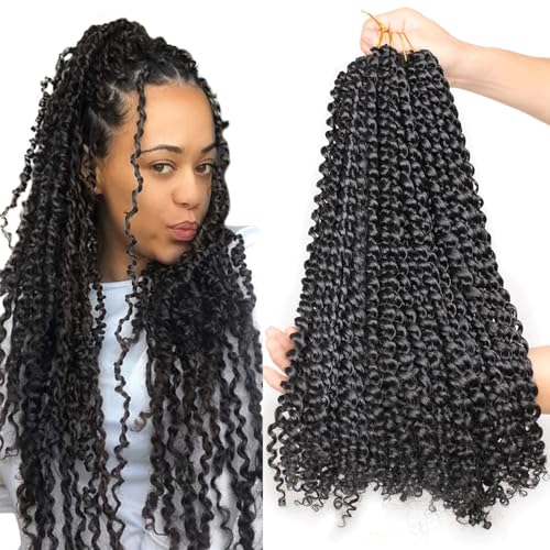Leeven 18 Inch Passion Twist Crochet Hair 1B# - 7 Strands Water Wave for Butterfly Locs
