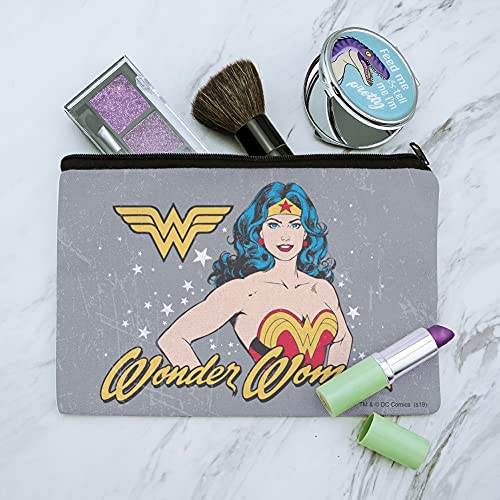 Wonder Woman Vintage Icon Canvas Cosmetic Bag - Travel Makeup Pouch