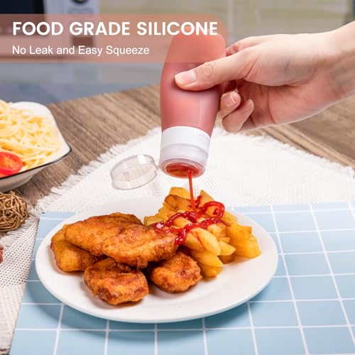 MICEBAY 4 Pack Mini Squeeze Bottles - Leakproof Condiment Containers