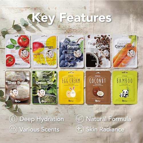 Saplaya Scented K-Beauty Facial Mask Sheets - 6 Pack
