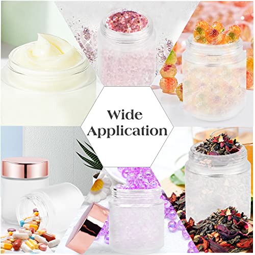 Cositina 4 Pack 7oz Frosted Glass Cosmetic Jars with Rose Gold Lids