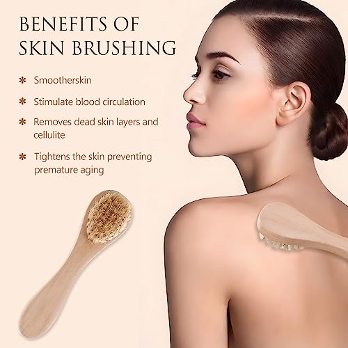 Kootinn Mini Dry Brush 2 Pack - Natural Bristle Exfoliating Facial Brush