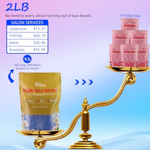 Wchiou 32oz Chamomile Hard Wax Beads for Sensitive Skin - Hair Removal