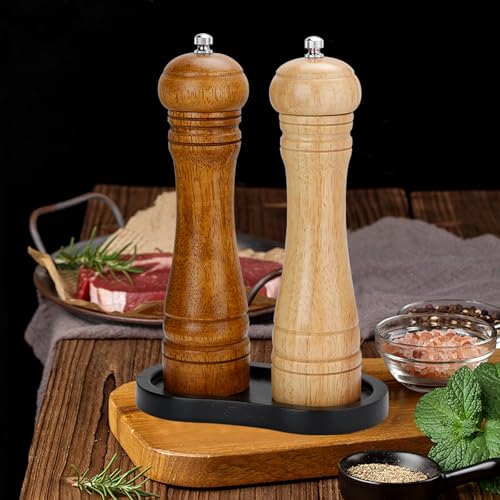 BINHAI Black Wood Salt and Pepper Mill Tray - Multi-Use Holder