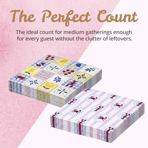Confettiville Decorative Floral Paper Napkins - 50 Sheets, 3-Ply, 6.5"