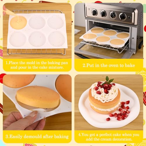 HUAKENER Silicone Muffin Top Pan Set - 3 Pcs Non-Stick Baking Molds