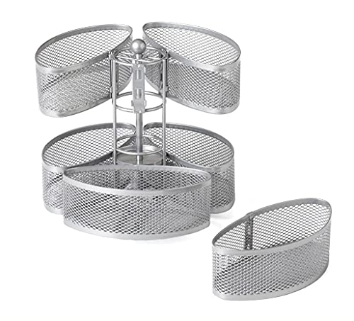 Nifty Carousel Organizer – Silver 360-Degree Spinning Makeup Storage