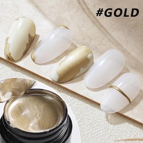 SUTOKAKA Metallic Nail Gel Kit - 5ml Gold & Silver Duo for 3D Art