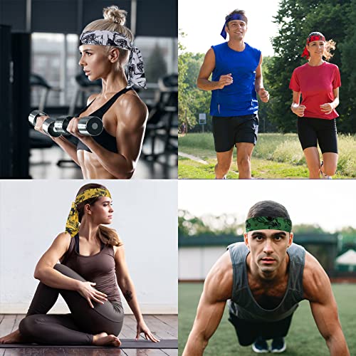 ONEYE Tie Headband Sweat Bands - Adjustable, Breathable, Ninja Print - 6 Pack for Sports & Workouts