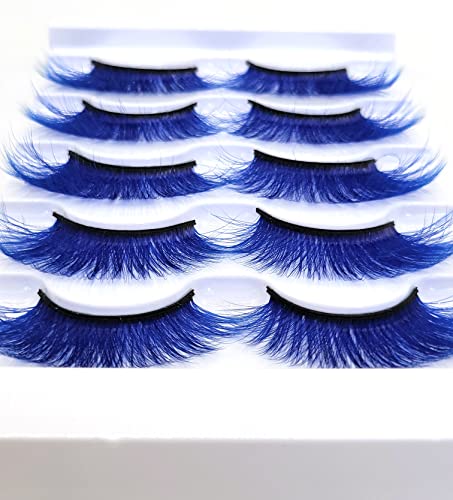 MISSLADY 20mm Blue 3D Faux Mink False Eyelashes - 5 Pairs