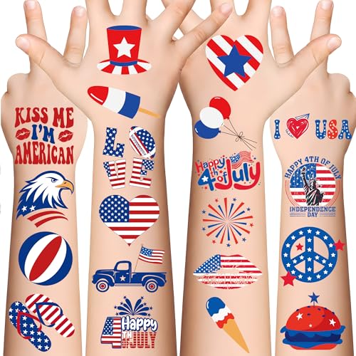 Patriotic 4th of July Tattoos for Women - 120 Pack USA Designs