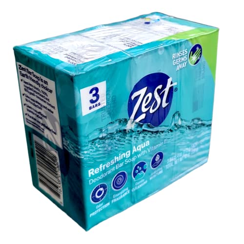 Zest Refreshing Aqua Deodorant Bar Soap with Vitamin E - 3 Bars