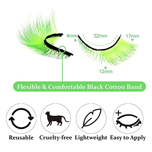 Outopen 7 Pairs Winged Effect Colored Lashes, Fluffy Wispy False Eyelashes
