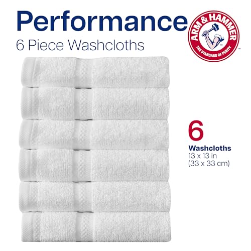 Arm & Hammer Antimicrobial Cotton Towel Washcloth Set - 6 Piece, Light Grey