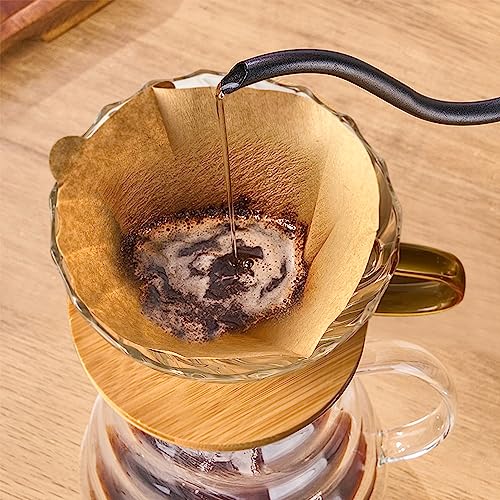 Gute Glass Pour Over Coffee Dripper with Bamboo Stand - 1-4 Cups