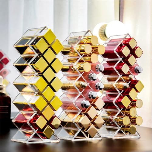 Rozer 4 Pack Fish-Shaped Acrylic Lipstick Organizer with 64 Slots - Clear Makeup Display Stand